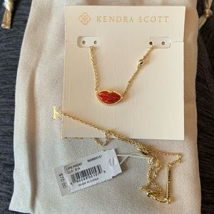 Kendra Scott lips necklace red and gold NWT